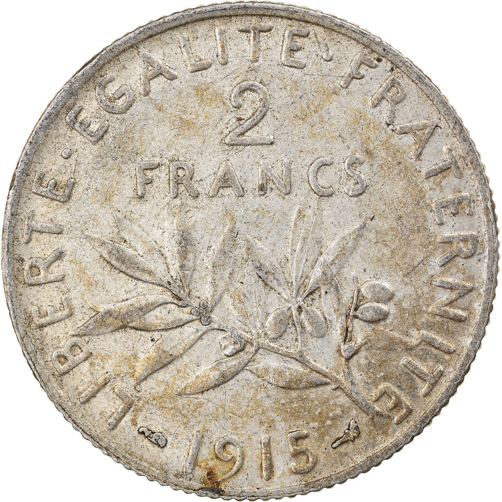 Moneta, Francia, Semeuse, 2 Francs, 1915, Paris, BB, Argento, KM:845.1