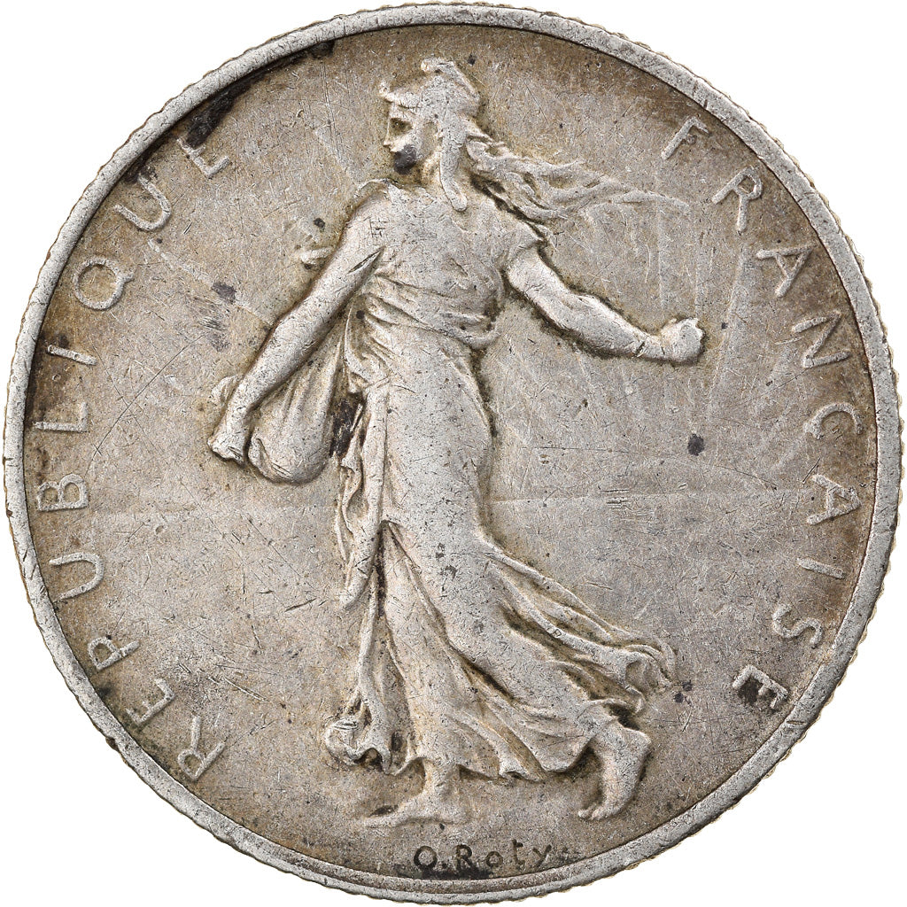 Moneta, Francia, Semeuse, 2 Francs, 1909, Paris, MB+, Argento, KM:845.1