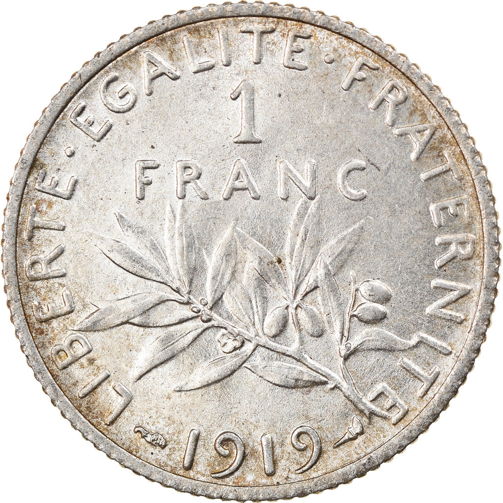 Coin, France, Semeuse, Franc, 1919, Paris, AU(55-58), Silver, KM:844.1