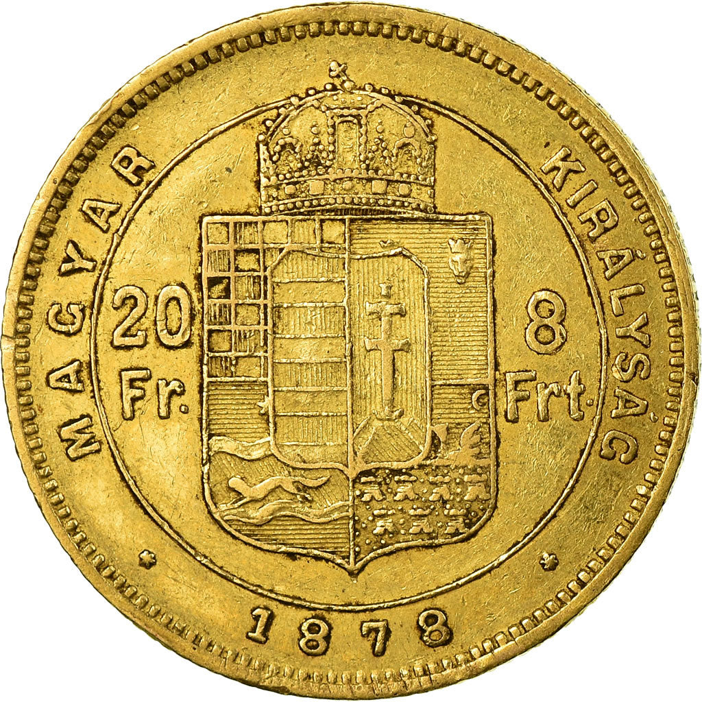 Coin, Hungary, Franz Joseph I, 8 Forint 20 Francs, 1878, Kremnitz, EF(40-45)