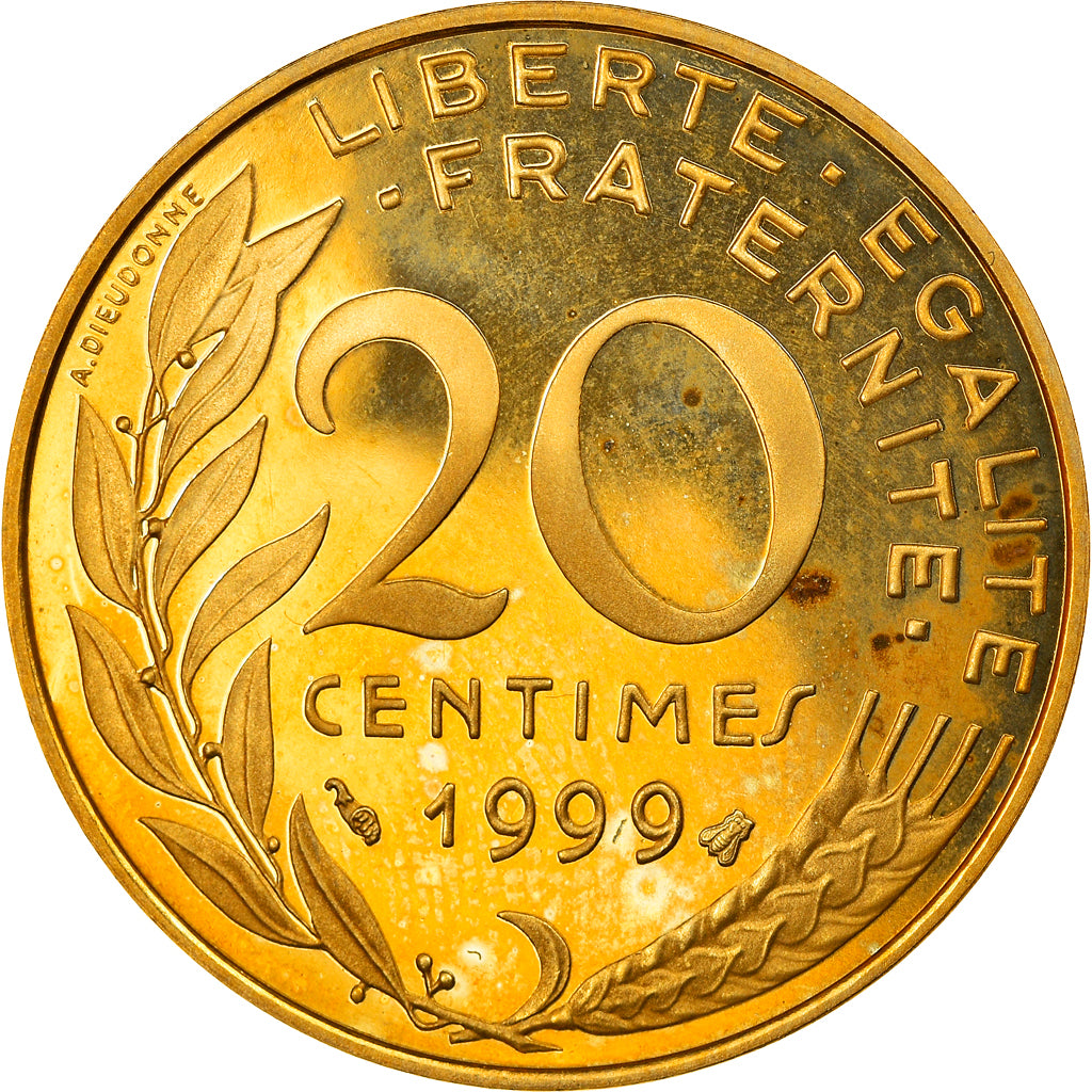 Munten, Frankrijk, Marianne, 20 Centimes, 1999, Paris, Proof, FDC