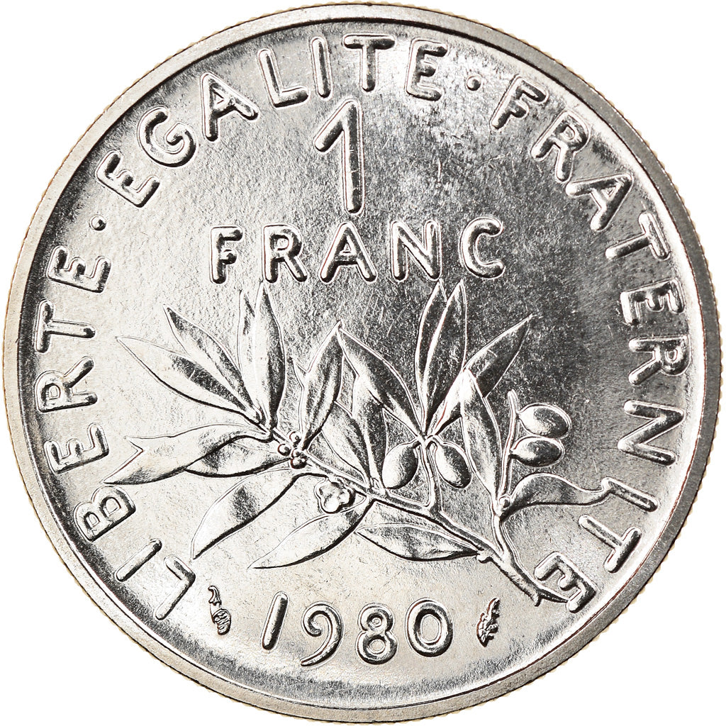 Coin, France, Semeuse, Franc, 1980, Paris, MS(65-70), Nickel, KM:925.1