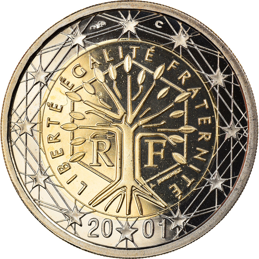 France, 2 Euro, 2001, Paris, FDC, FDC, Bi-Metallic, KM:1289