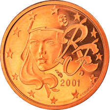 France, 2 Euro Cent, 2001, Paris, Proof, MS(65-70), Copper Plated Steel