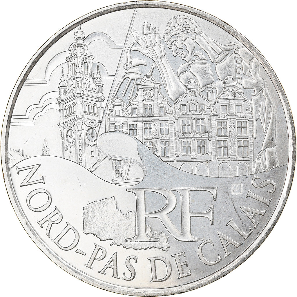 France, 10 Euro, Nord-Pas de Calais, 2011, Paris, MS(60-62), Silver, KM:1880