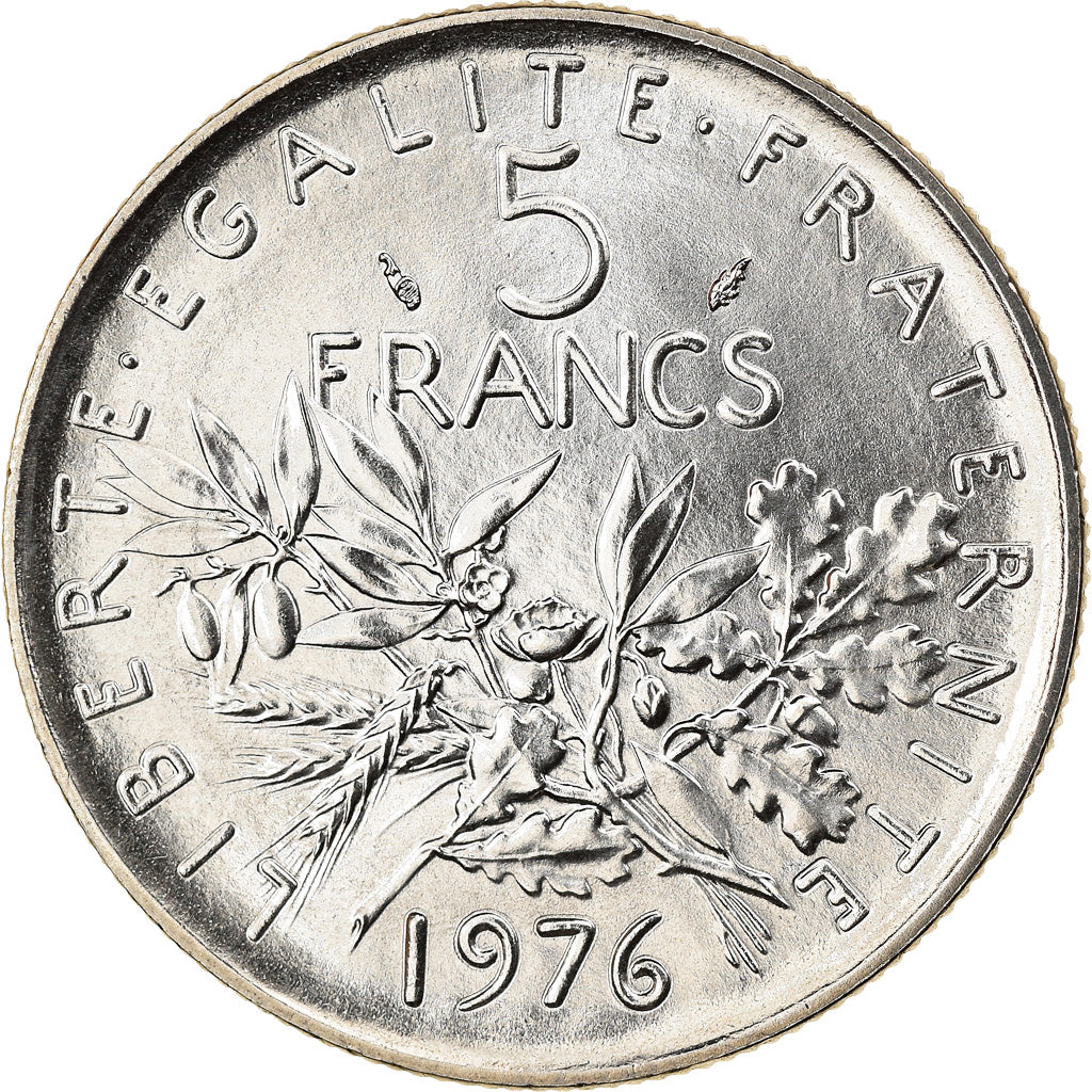 Coin, France, Semeuse, 5 Francs, 1976, Paris, MS(65-70), Nickel Clad