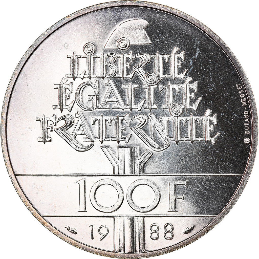 Coin, France, Fraternité, 100 Francs, 1988, Paris, FDC, MS(65-70), Silver