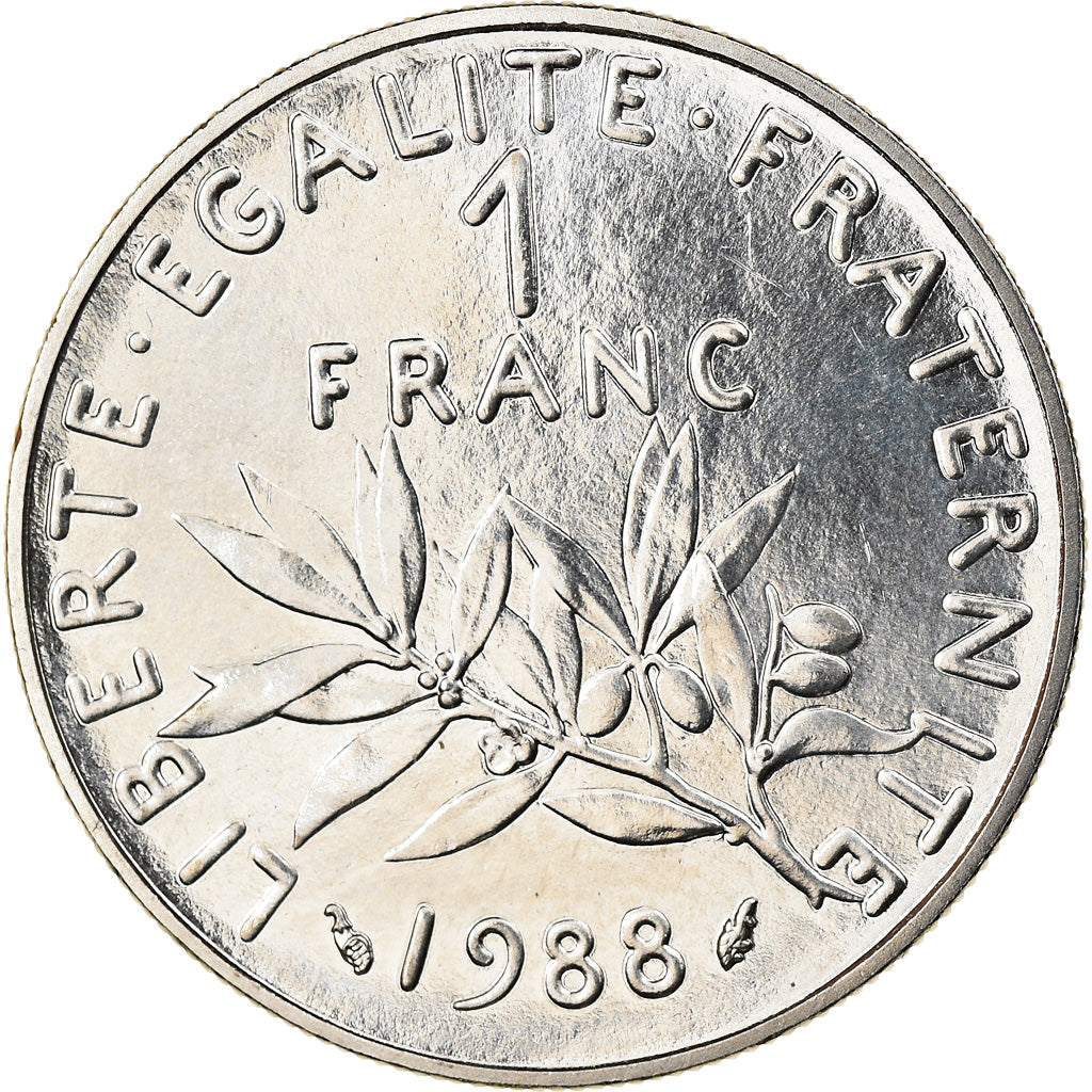 Coin, France, Semeuse, Franc, 1988, Paris, FDC, MS(65-70), Nickel, KM:925.1