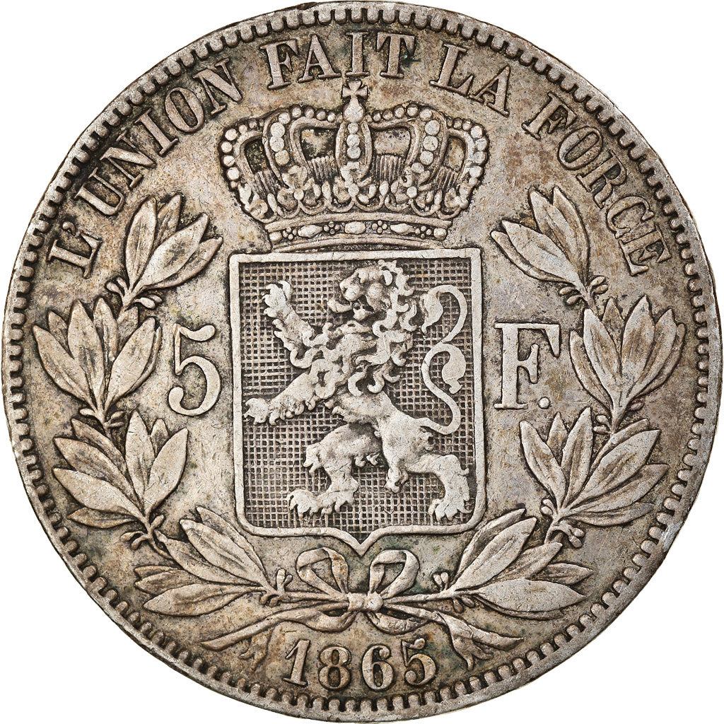 Coin, Belgium, Leopold I, 5 Francs, 5 Frank, 1865, EF(40-45), Silver, KM:17