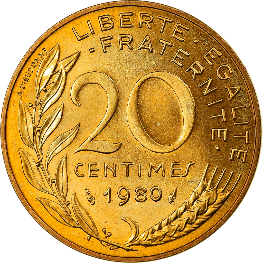 Munten, Frankrijk, Marianne, 20 Centimes, 1980, Paris, FDC, FDC