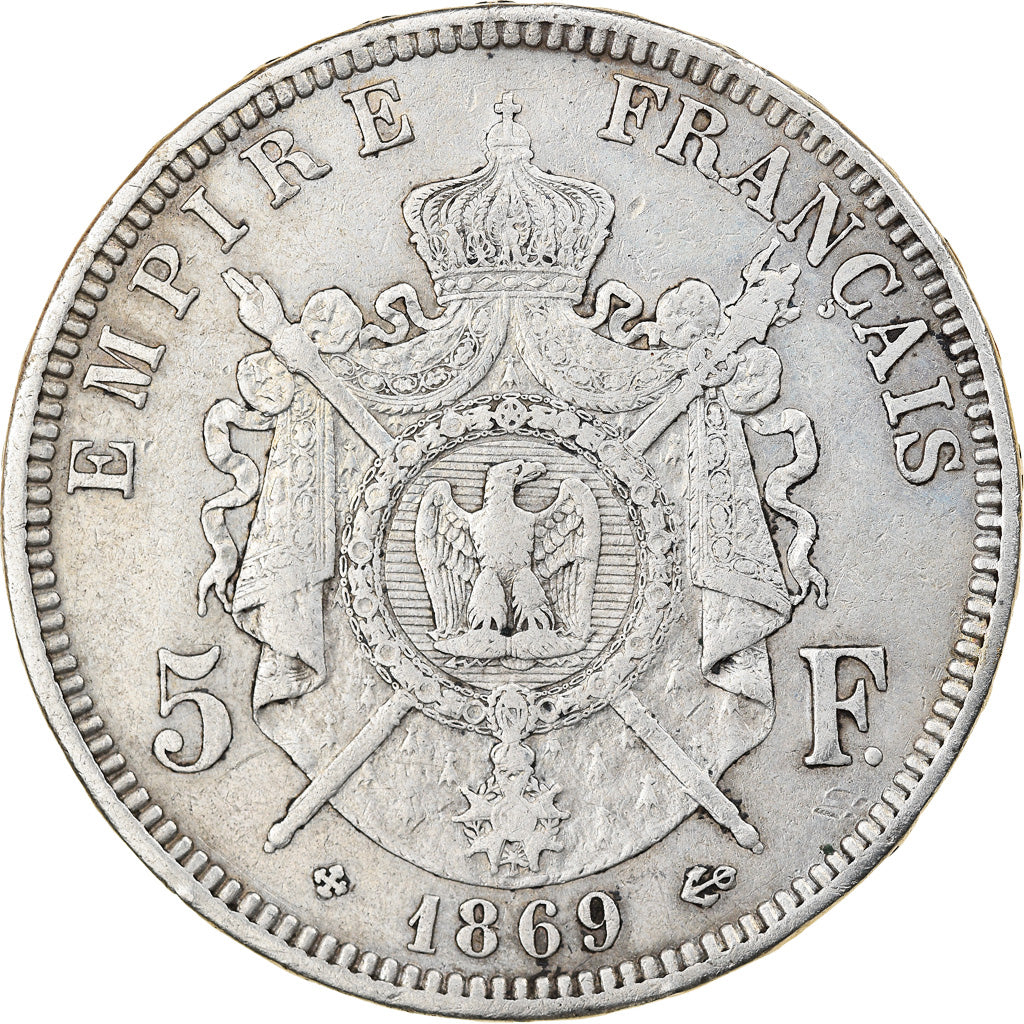 Coin, France, Napoléon III, 5 Francs, 1869, Strasbourg, EF(40-45), Silver