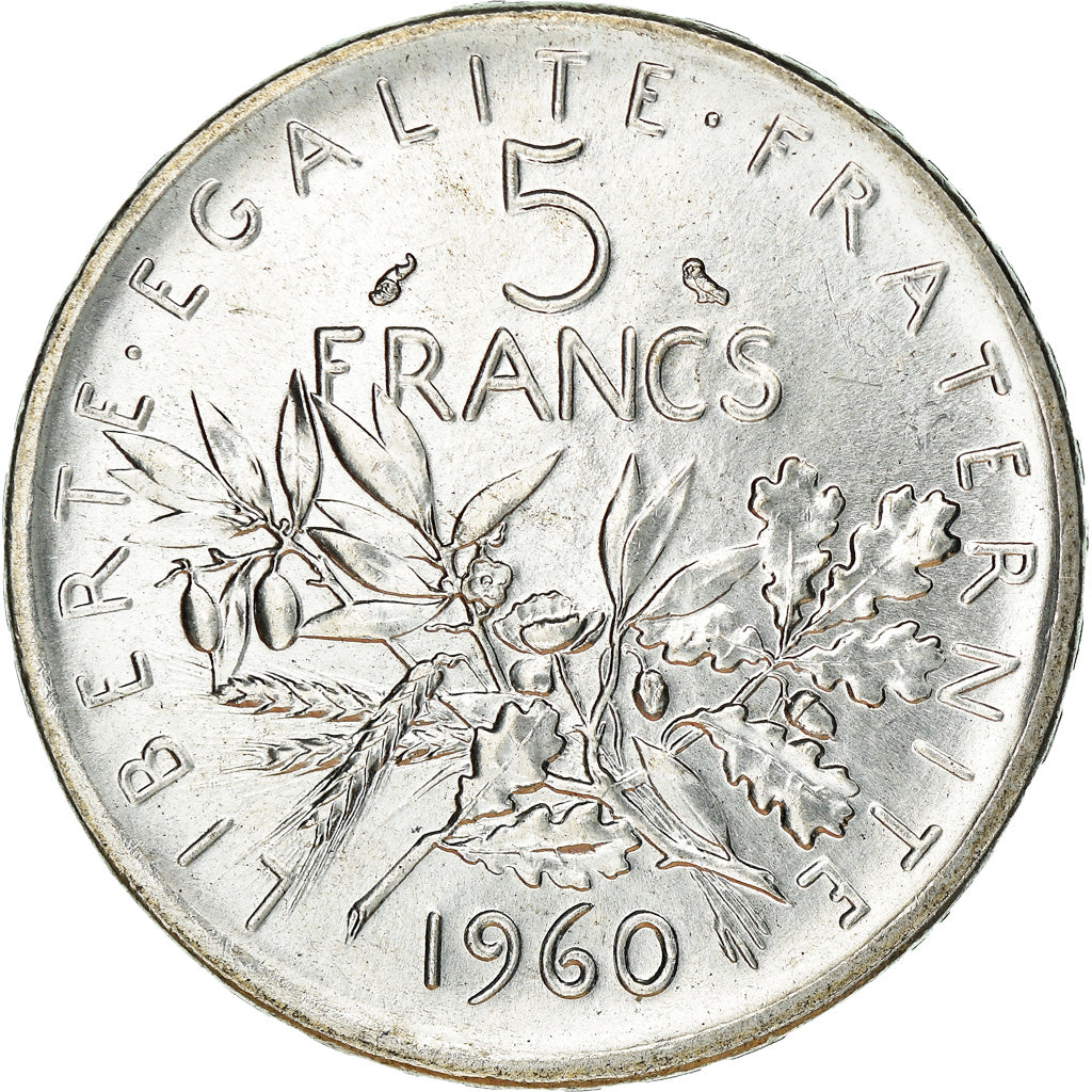 Coin, France, Semeuse, 5 Francs, 1960, MS(65-70), Silver, KM:926, Gadoury:770