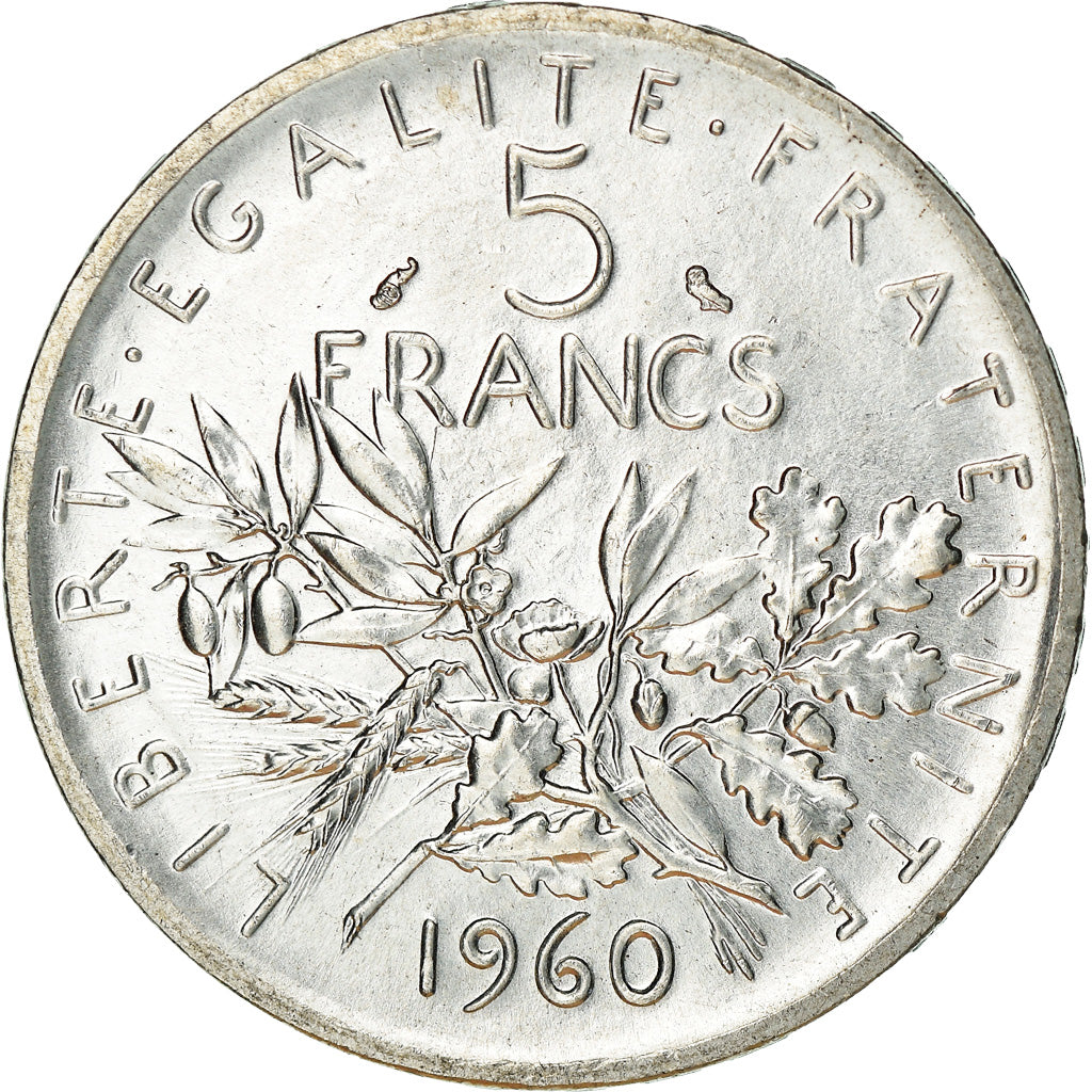 Moneta, Francia, Semeuse, 5 Francs, 1960, FDC, Argento, KM:926, Gadoury:770