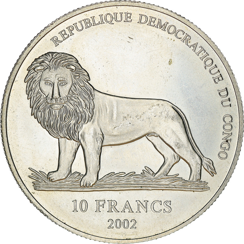 Moneta, Republika Demokratyczna Konga, 10 Francs, 2002, MS(60-62), Srebro