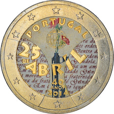 Portugal, 2 Euro, 25 de Abril, 2014, Colourized, MS(63), Bi-Metallic
