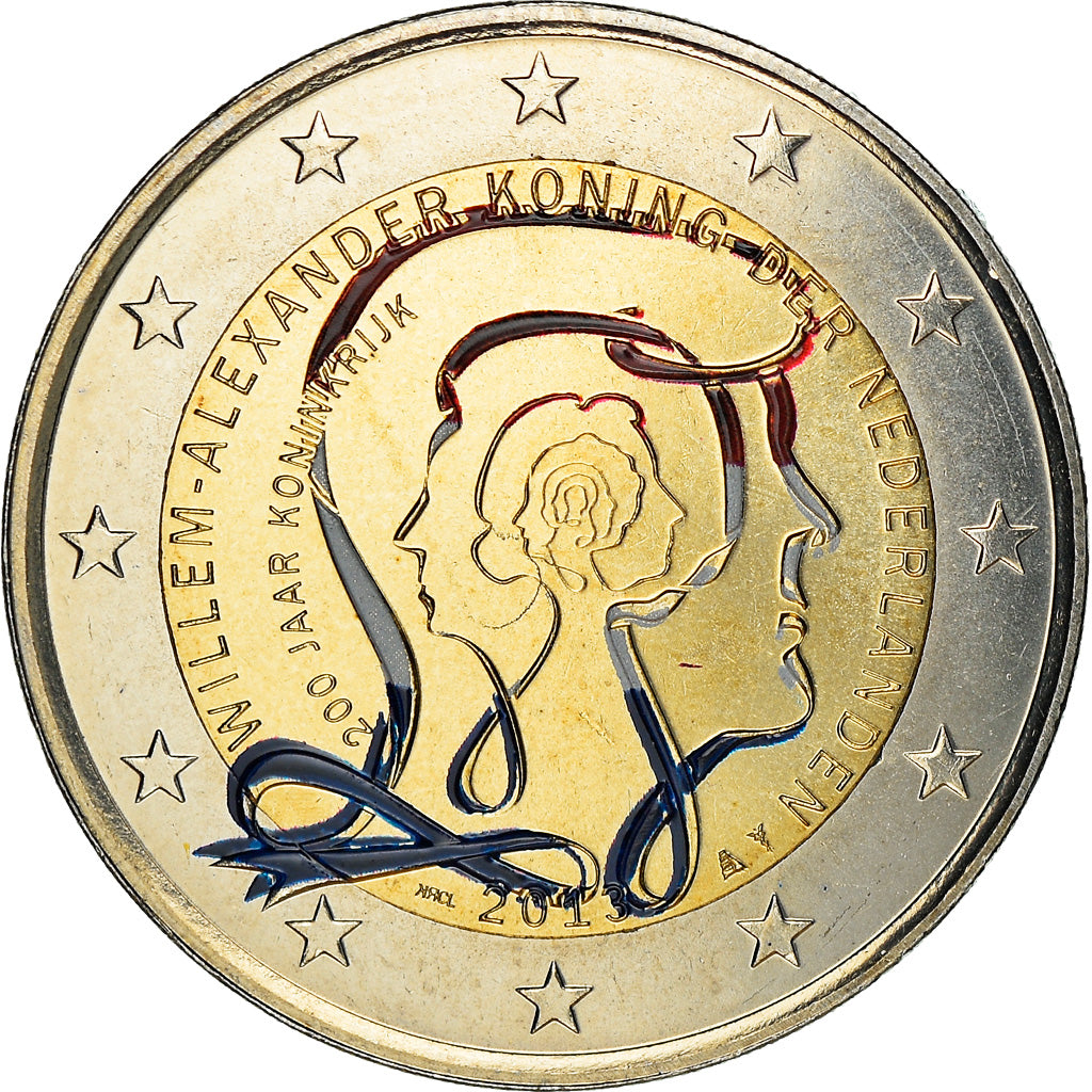 Paesi Bassi, 2 Euro, Willem-Alexander, 2014, Colourized, SPL, Bi-metallico