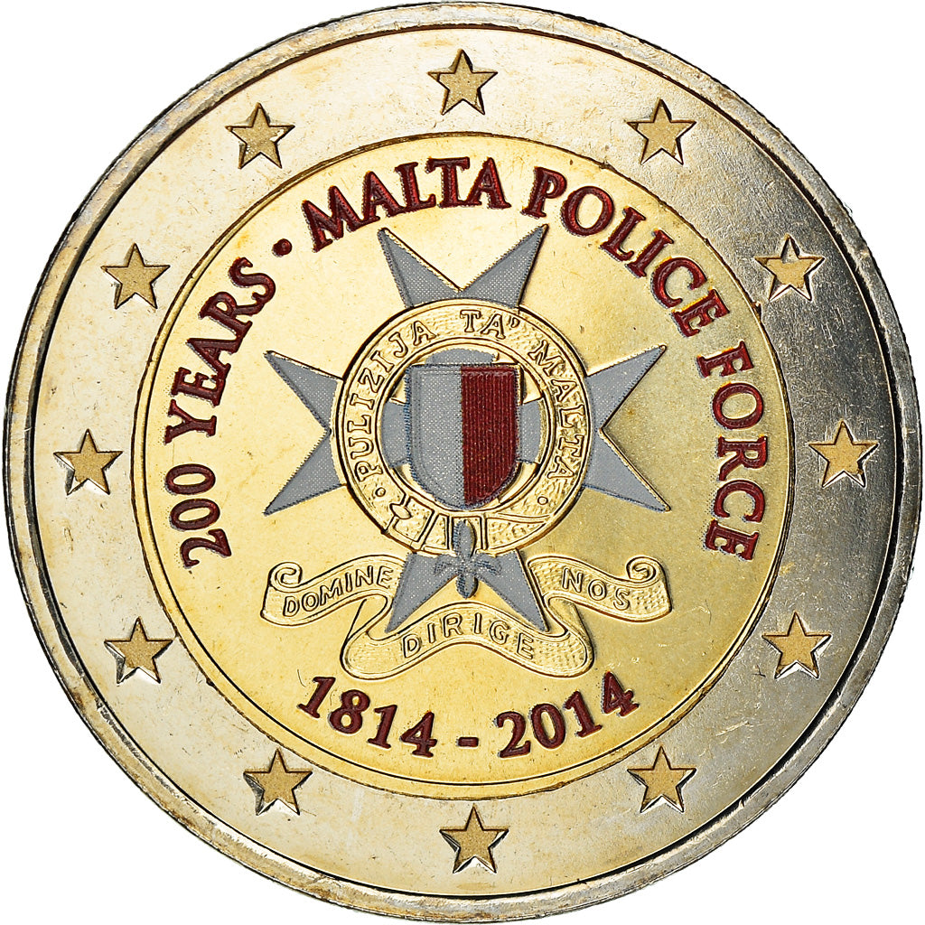 Malta, 2 Euro, Police force, 2014, Colourized, MS(63), Bi-Metallic, KM:New