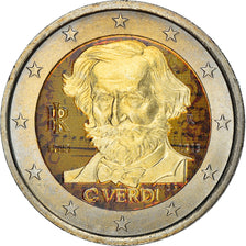 Italy, 2 Euro, Giuseppe Verdi, 2013, Colourized, MS(63), Bi-Metallic