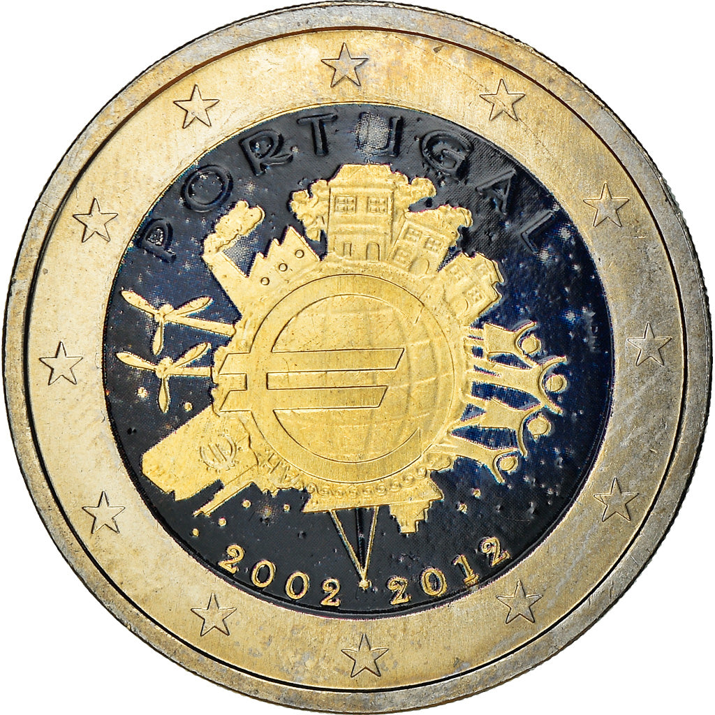 Portugal, 2 Euro, 2012, Lisbon, Colourized, MS(64), Bi-Metallic, KM:812