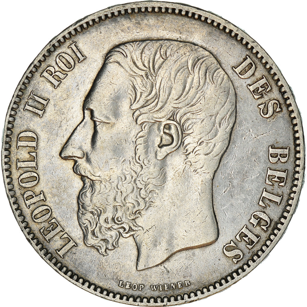 Moneta, Belgio, Leopold II, 5 Francs, 5 Frank, 1873, BB+, Argento, KM:24