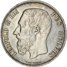Moneta, Belgio, Leopold II, 5 Francs, 5 Frank, 1873, BB+, Argento, KM:24