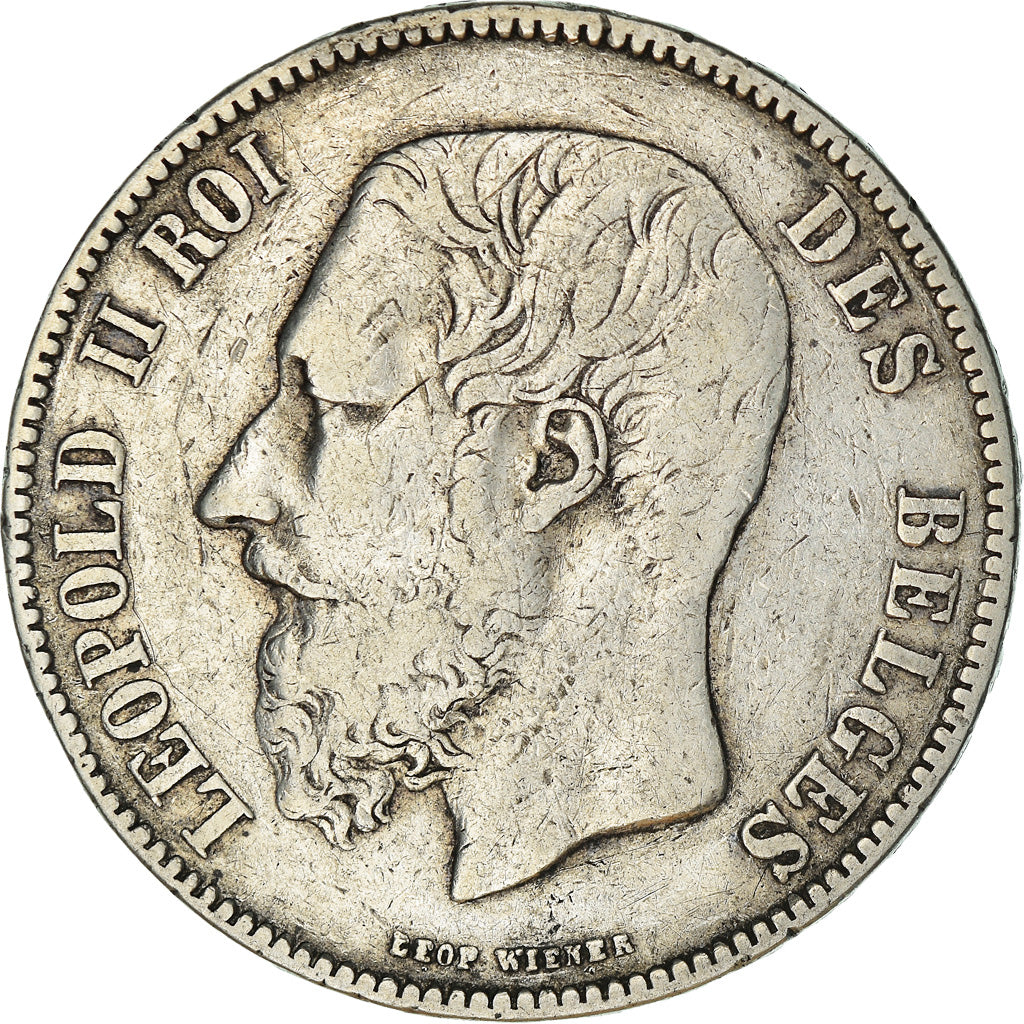 Coin, Belgium, Leopold II, 5 Francs, 5 Frank, 1873, VF(30-35), Silver, KM:24