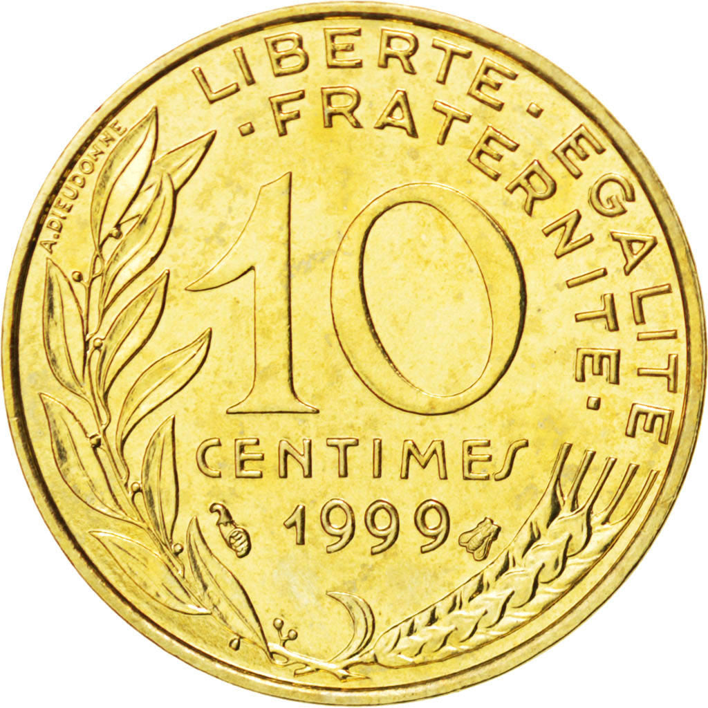 Coin, France, Marianne, 10 Centimes, 1999, MS(65-70), Aluminum-Bronze, KM:929