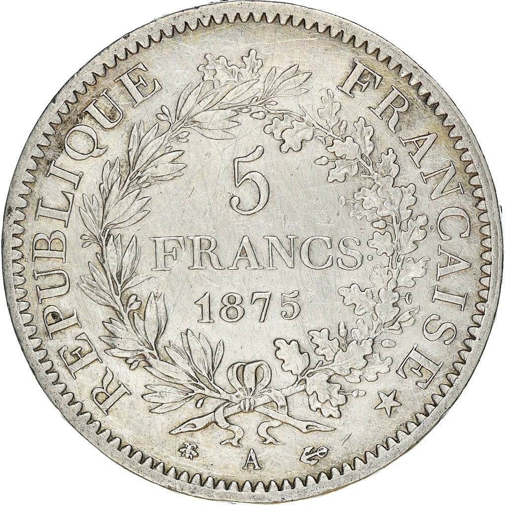 Coin, France, Hercule, 5 Francs, 1875, Paris, VF(30-35), Silver, KM:820.1