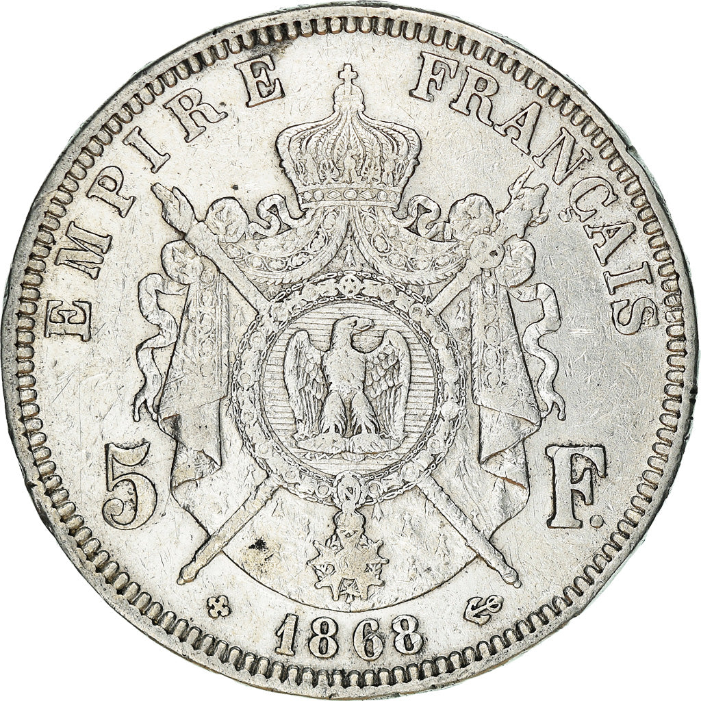Moneda, Francia, Napoleon III, Napoléon III, 5 Francs, 1868, Paris, MBC+