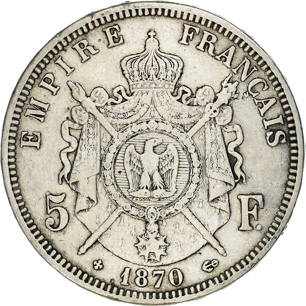 Coin, France, Napoléon III, 5 Francs, 1870, Strasbourg, EF(40-45), Silver