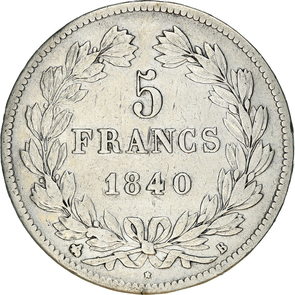 Coin, France, Louis-Philippe, 5 Francs, 1840, Rouen, VF(30-35), Silver