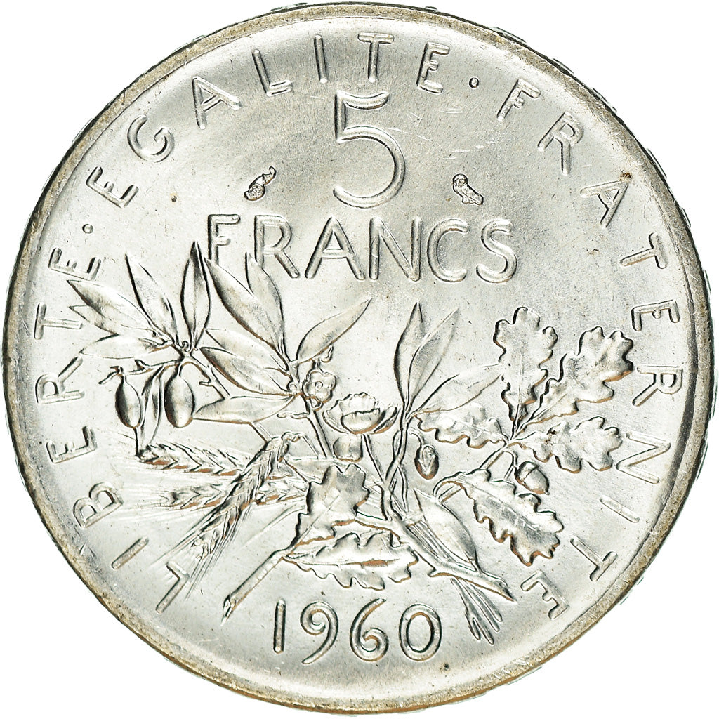Coin, France, Semeuse, 5 Francs, 1960, MS(65-70), Silver, KM:926, Gadoury:770