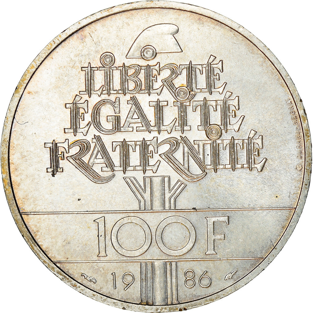 Coin, France, Statue de la Liberté, 100 Francs, 1986, AU(55-58), Silver