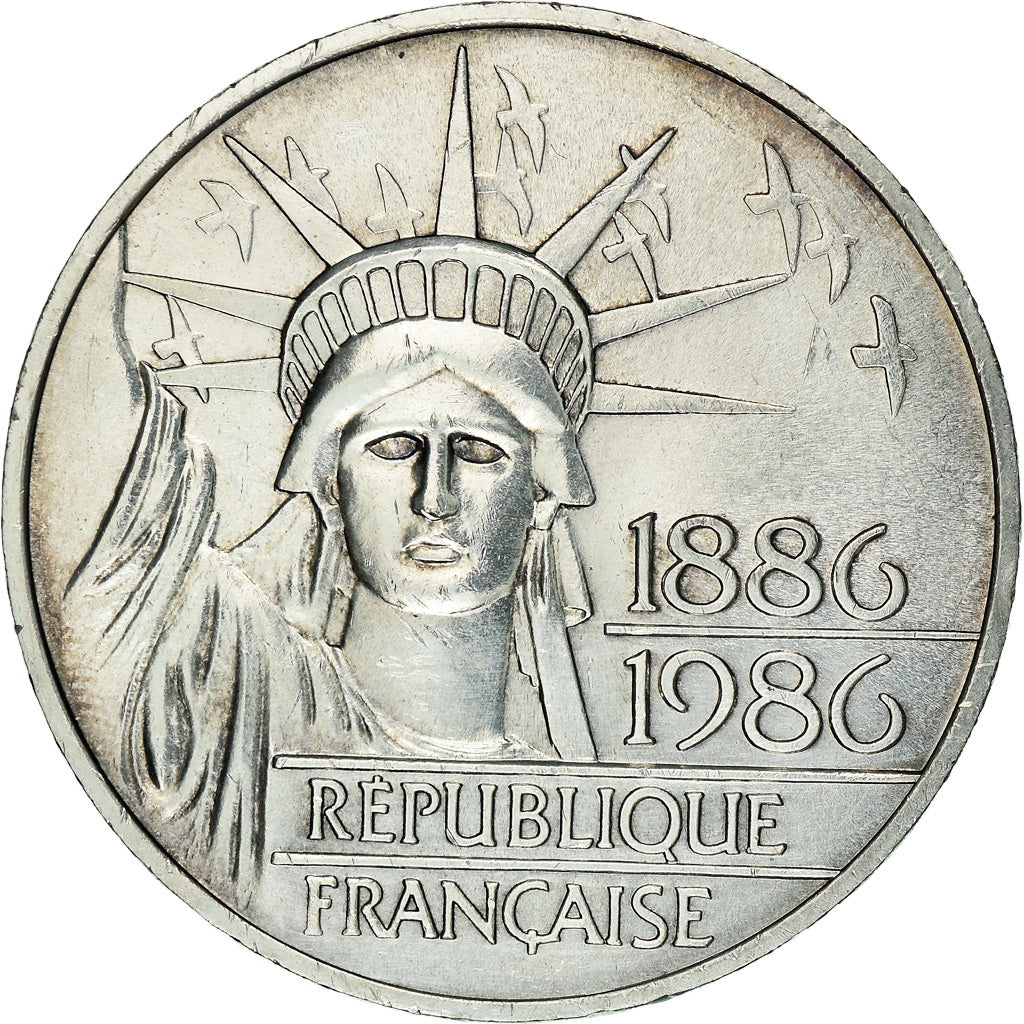 Coin, France, Statue de la Liberté, 100 Francs, 1986, MS(60-62), Silver