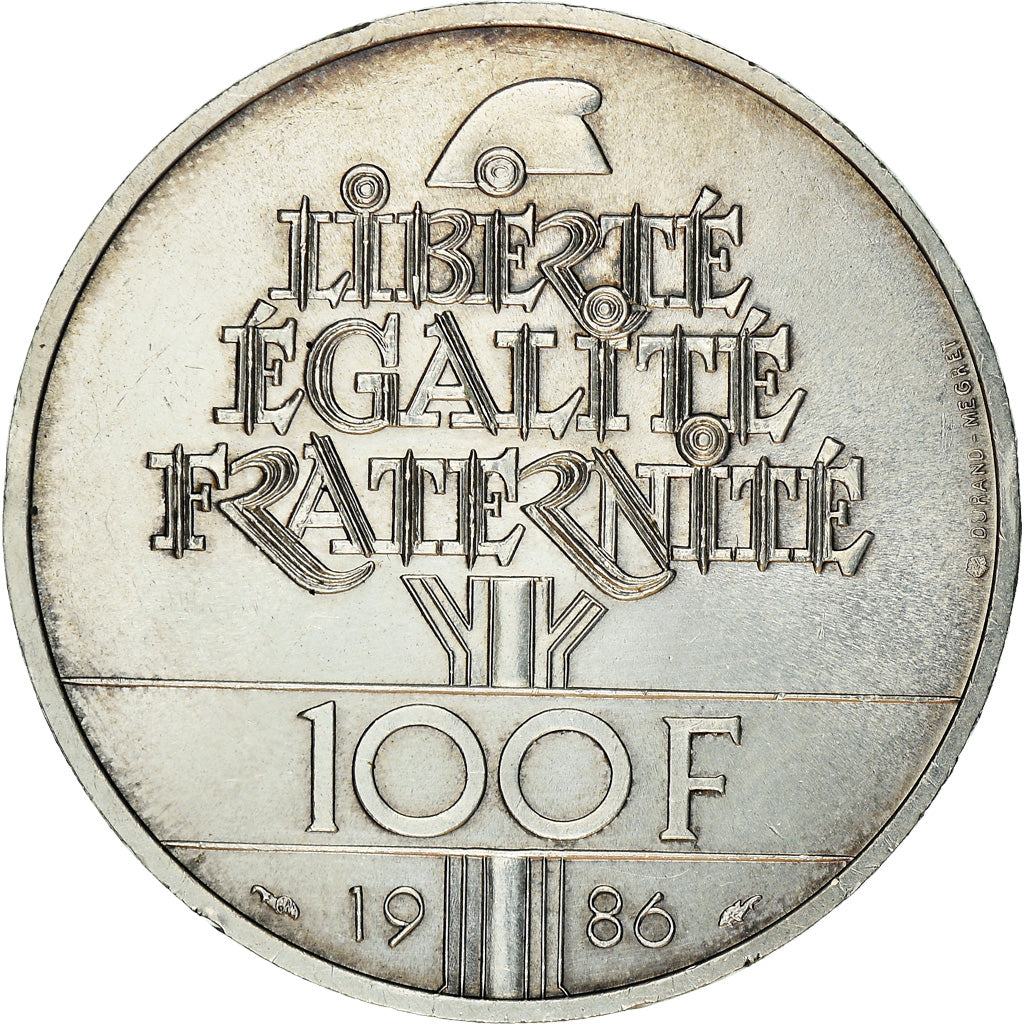 Coin, France, Statue de la Liberté, 100 Francs, 1986, MS(60-62), Silver