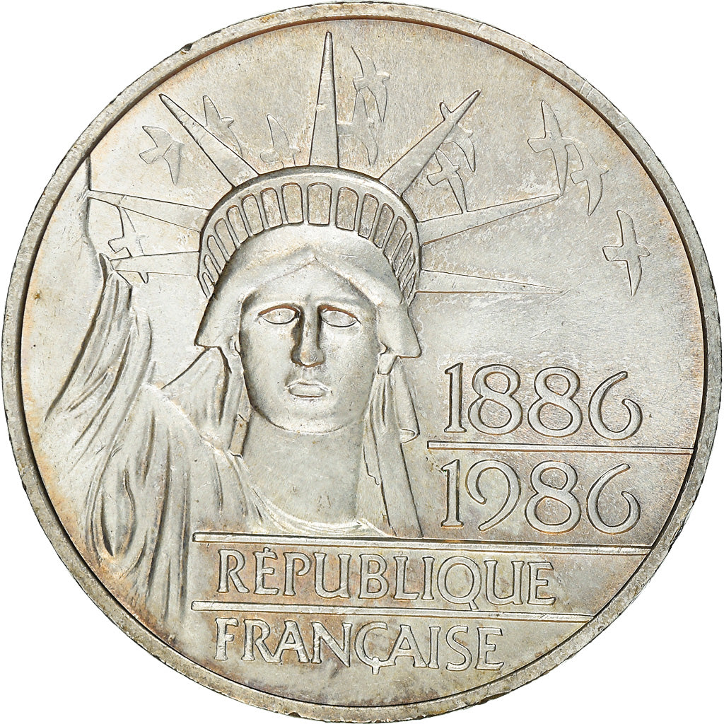 Coin, France, Statue de la Liberté, 100 Francs, 1986, MS(60-62), Silver