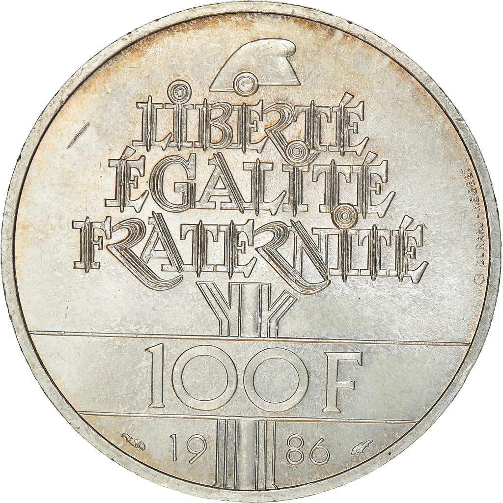 Coin, France, Statue de la Liberté, 100 Francs, 1986, MS(60-62), Silver