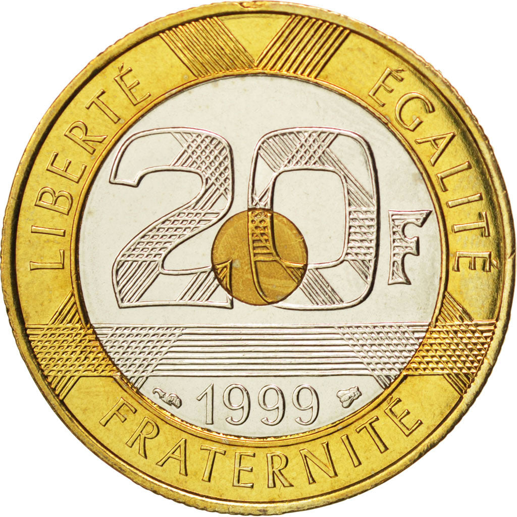 Coin, France, Mont Saint Michel, 20 Francs, 1999, MS(65-70), Tri-Metallic