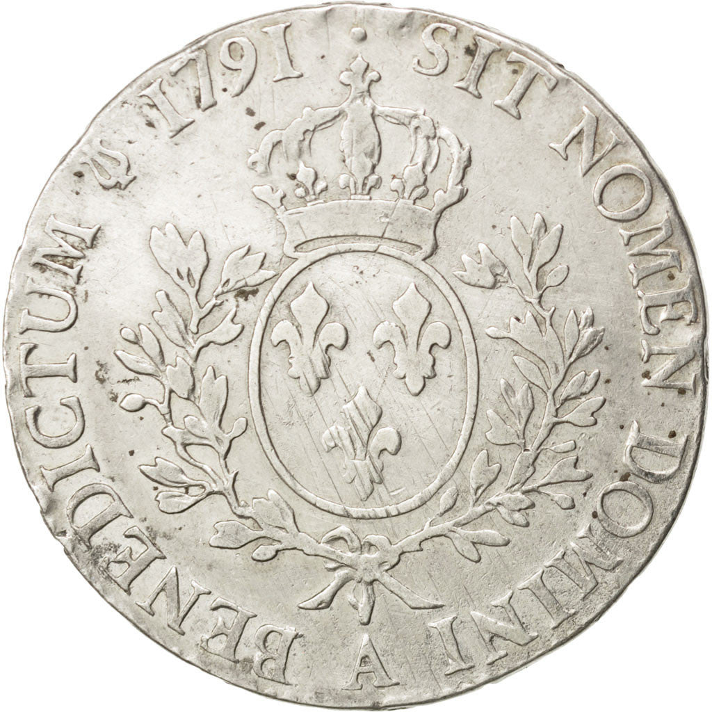 FRANCE, Écu aux branches d'olivier, ECU, 1791, Paris, KM #564.1, VF(30-35), ...