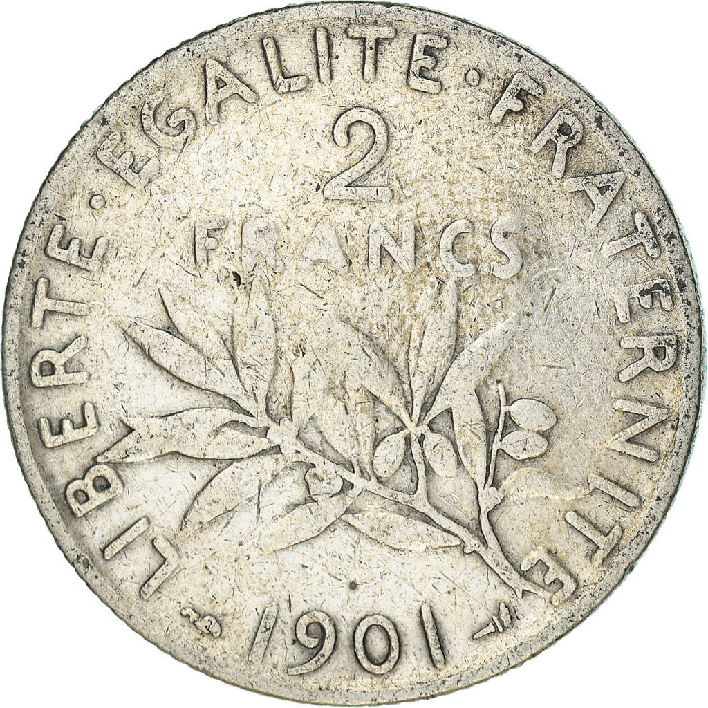 Moneta, Francia, Semeuse, 2 Francs, 1901, Paris, MB+, Argento, KM:845.1