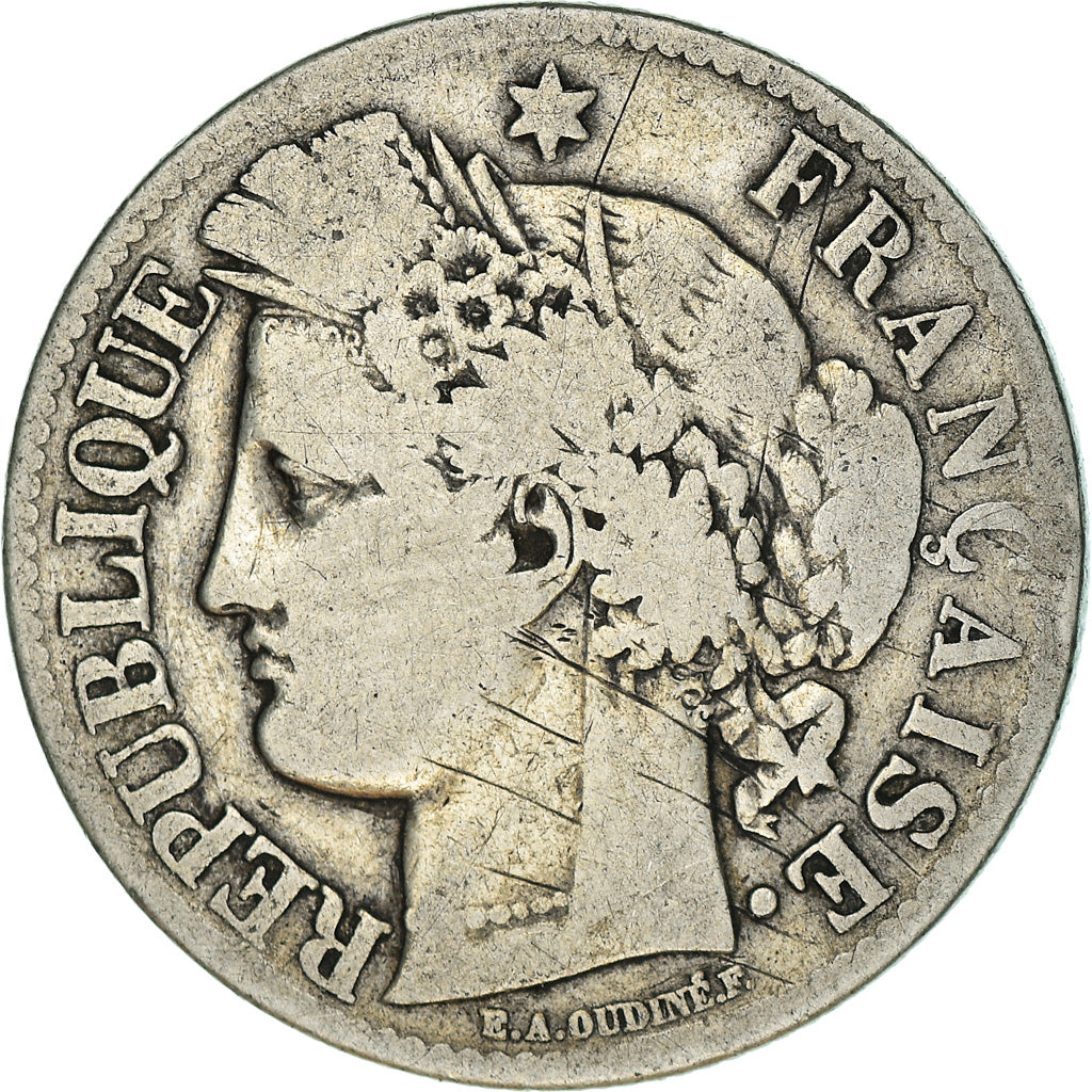 Coin, France, Cérès, 2 Francs, 1871, Paris, VF(30-35), Silver, KM:817.1, Le