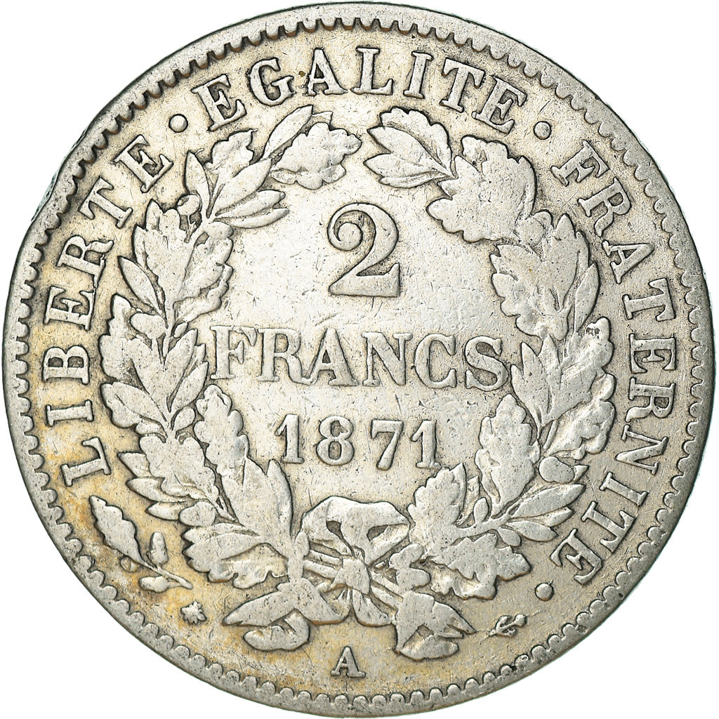 Monnaie, France, Cérès, 2 Francs, 1871, Paris, TB+, Argent, Gadoury:530