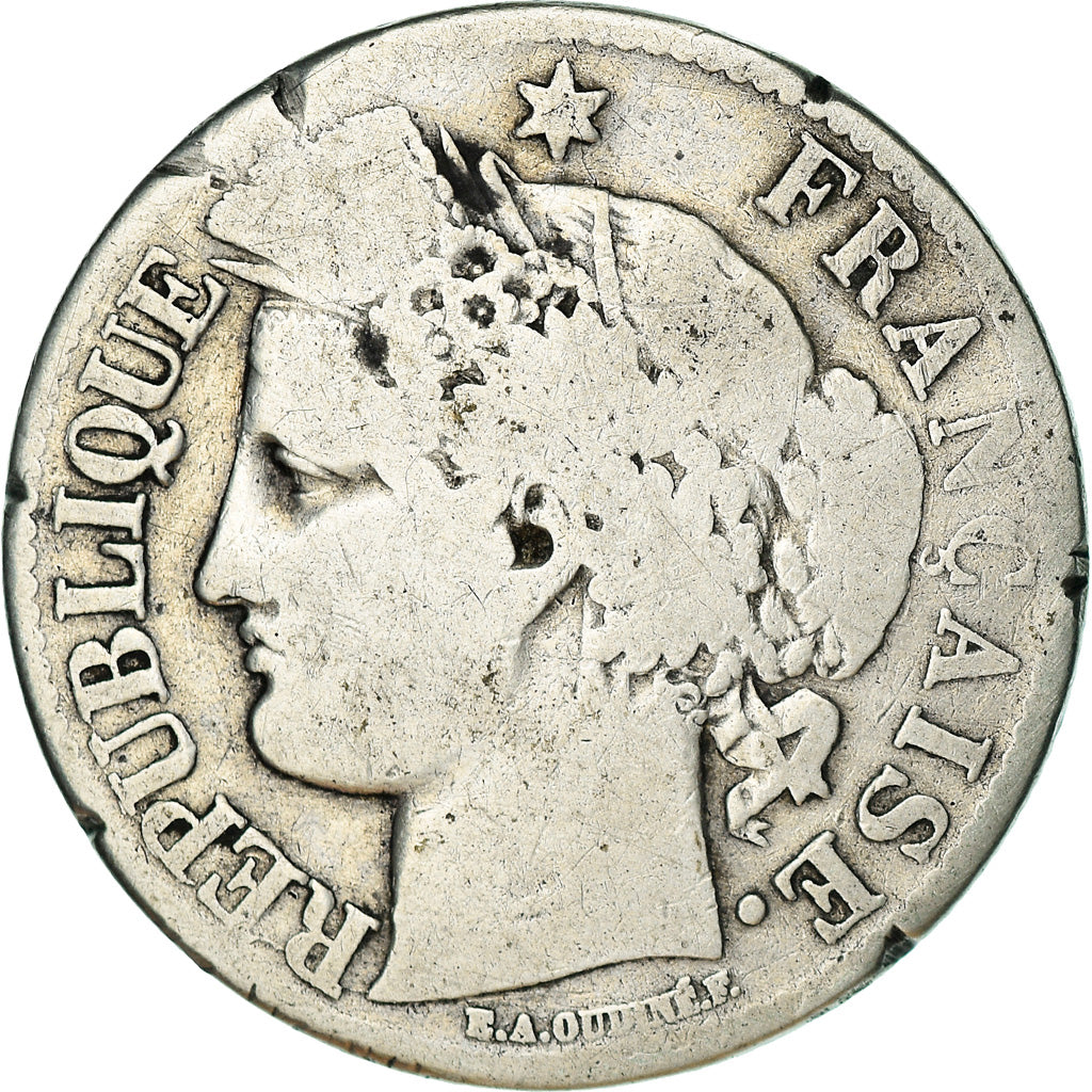 Coin, France, Cérès, 2 Francs, 1871, Paris, VF(20-25), Silver, KM:817.1, Le