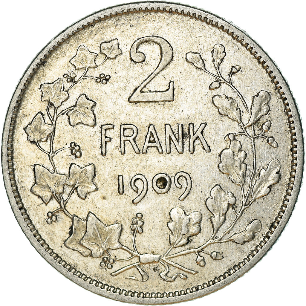 Coin, Belgium, 2 Francs, 2 Frank, 1909, AU(55-58), Silver, KM:59