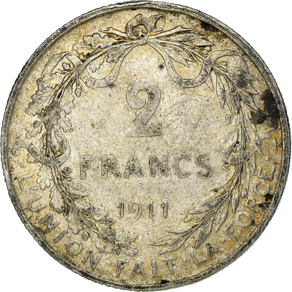 Coin, Belgium, 2 Francs, 2 Frank, 1911, VF(20-25), Silver, KM:75