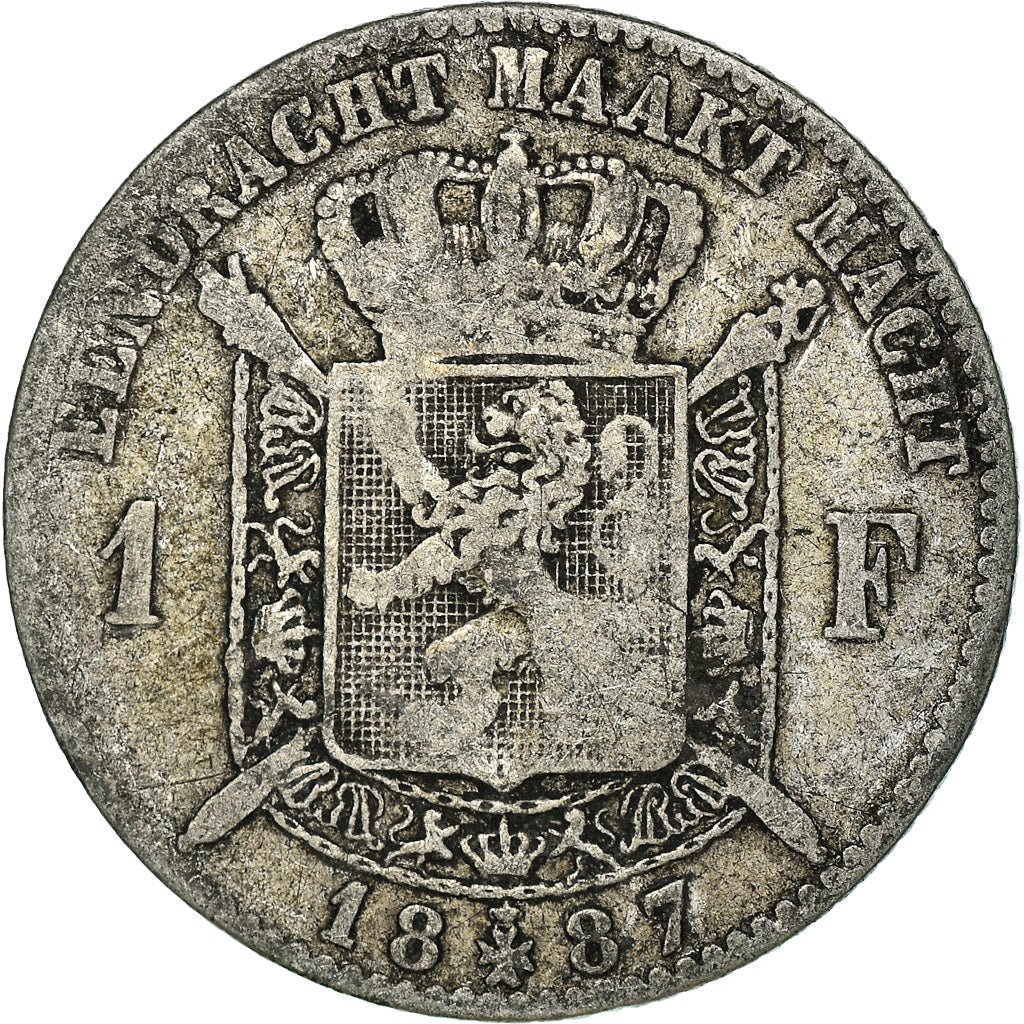 Coin, Belgium, Leopold II, Franc, 1887, VF(30-35), Silver, KM:29.1