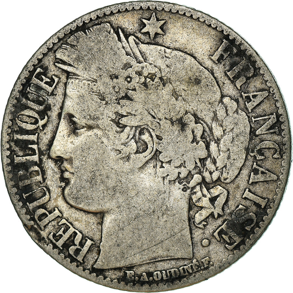 Monnaie, France, Cérès, Franc, 1872, Paris, TB, Argent, Gadoury:465a, KM:822.1