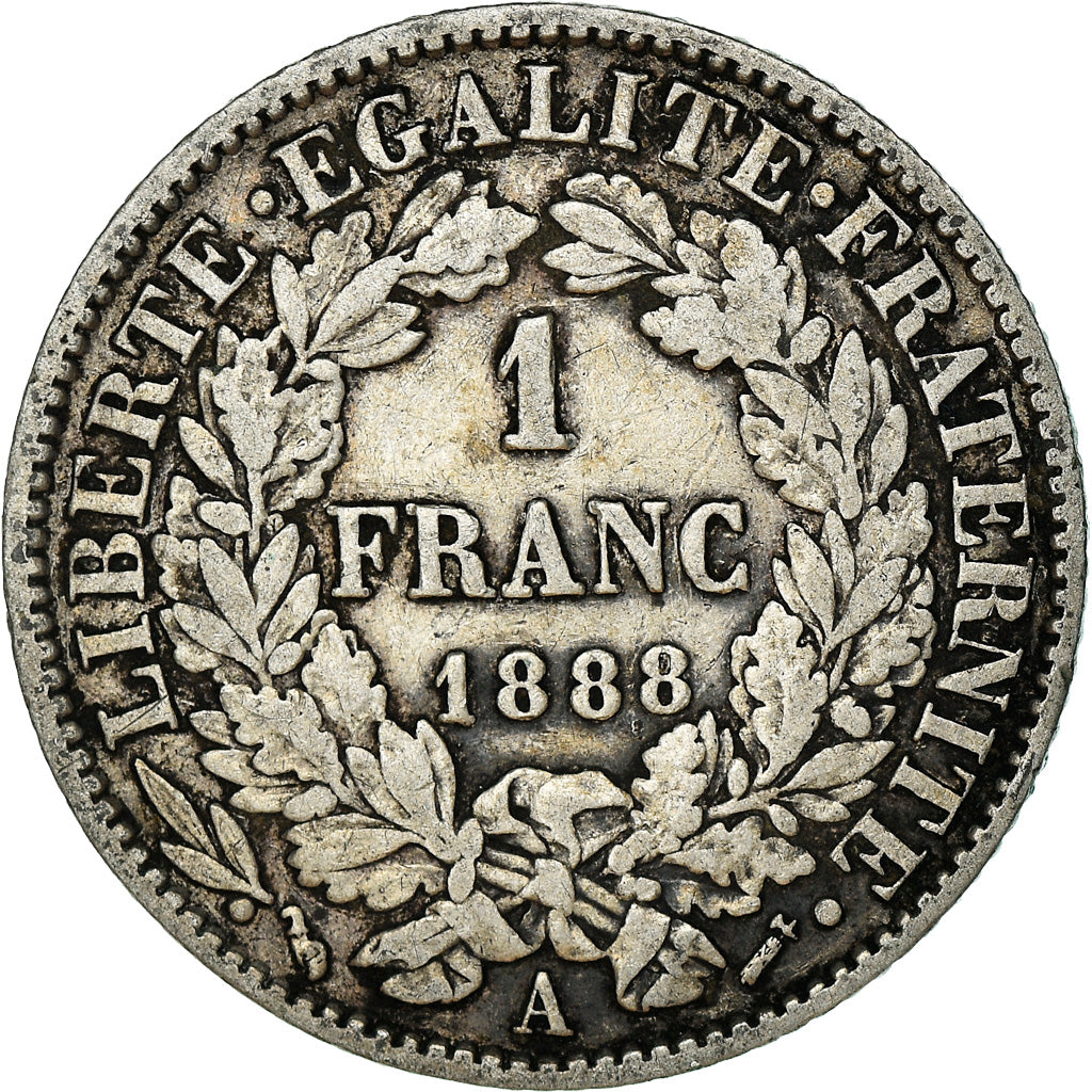 Coin, France, Cérès, Franc, 1888, Paris, EF(40-45), Silver, KM:822.1