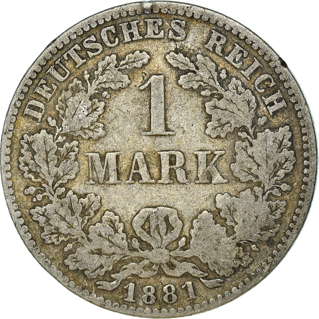 Coin, GERMANY - EMPIRE, Wilhelm I, Mark, 1881, Stuttgart, VF(30-35), Silver