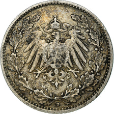 Coin, GERMANY - EMPIRE, 1/2 Mark, 1905, Munich, VF(20-25), Silver, KM:17